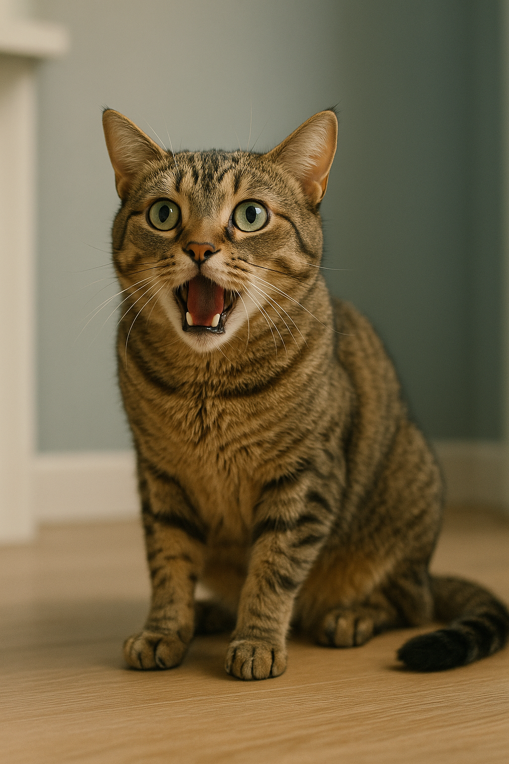 cat showing signs of respiratory distress: sitting with its mouth open